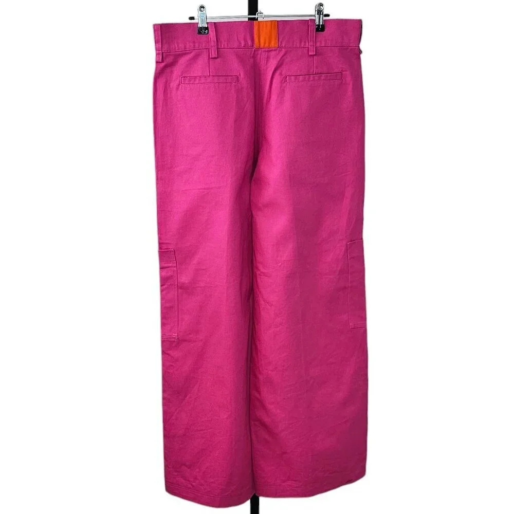Serena Bute London High Rise Color Block Pink Wide Leg Pant Size Medium 10 Cargo - Picture 2 of 10